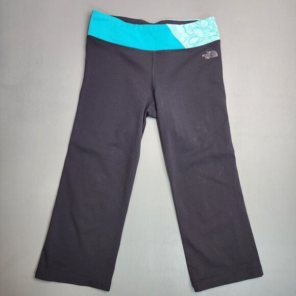 The‎ North Face Cropped Leggings Women's S Flared Black Blue Pattern Vapor Wick - Picture 6 of 11